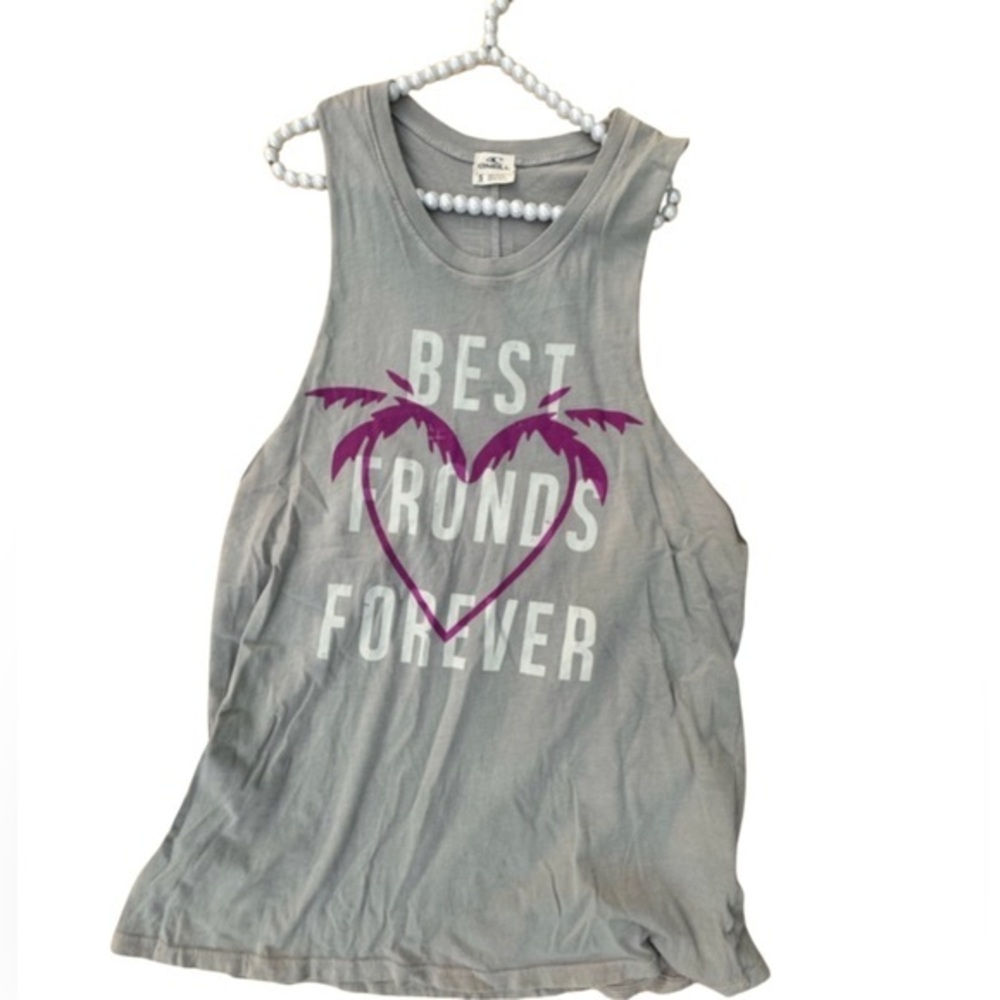 NWT 🌴O’Neil🌴Women’s Grey Muscle Tank Top with Palm Tree size Small